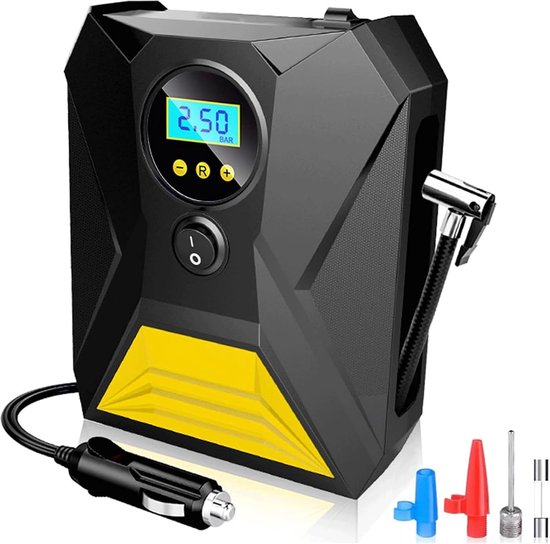 Compressor Bandenpomp - Luchtcompressor 12V - Elektrische Bandenpomp - Met 4 Opzet Stukken