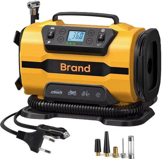 Compressor met dubbele - 220V - AC/DC draagbare luchtpomp - 8 bar - 35 l/min - Auto - fiets -boten luchtmatras en ballen
