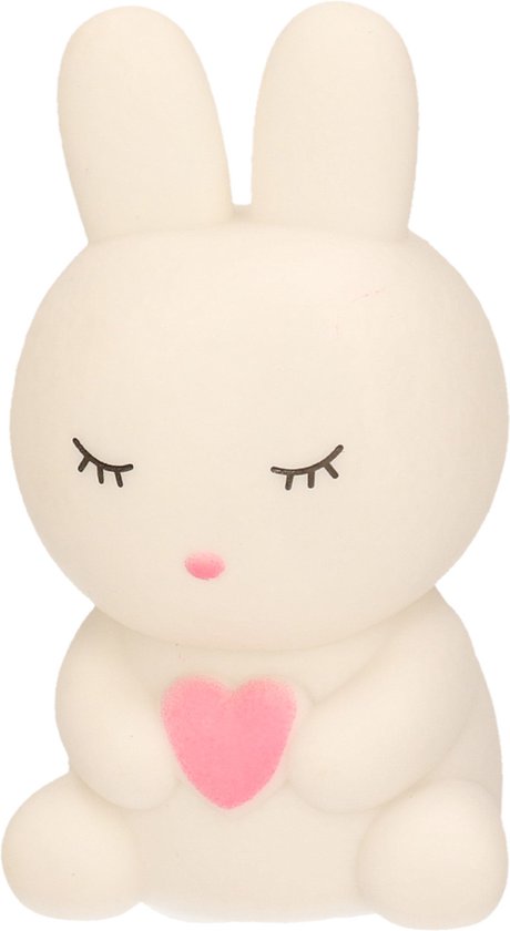 Concorde Kinder nachtlampje/bureaulampje - konijntje met hartje - wit - 13 cm van Concorde