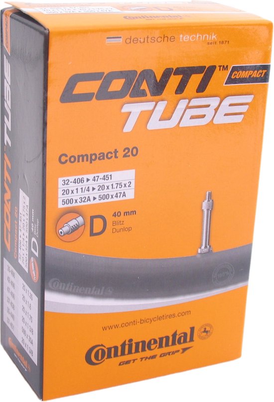 Continental Compact 20 - Binnenband Fiets - Frans Ventiel - 40 mm - 20 x 1 1/4 - 1 3/8 - 1.75 - 2.00 van Continental
