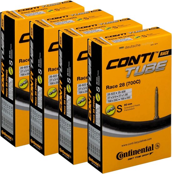 Continental Race 28" 700x20-25c Binnenbanden - 60mm Presta ventiel (Pack van 4 buizen)