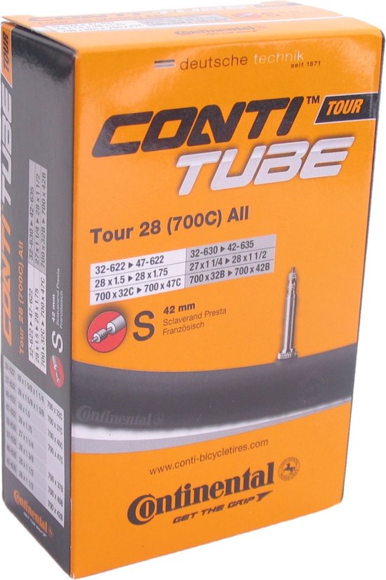 Continental Tour 28 - Binnenband Fiets - Frans Ventiel - 42 mm - 28 x 1 1/4 - 1 3/8 - 175 - 200 van Continental