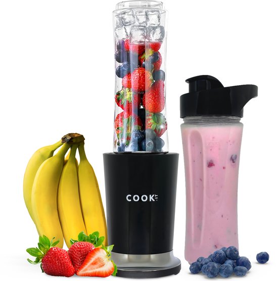 COOK-IT Blender - Smoothie Maker To Go - Twee Drinkbekers - Zwart van COOK-IT
