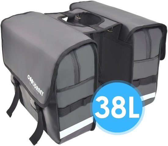 COOLJORNEY® StormSafe Fietstas - Dubbele Fietstas - Waterdichte Fietstassen voor Elektrische Fietsen - Zwart - 38L van COOLJORNEY®