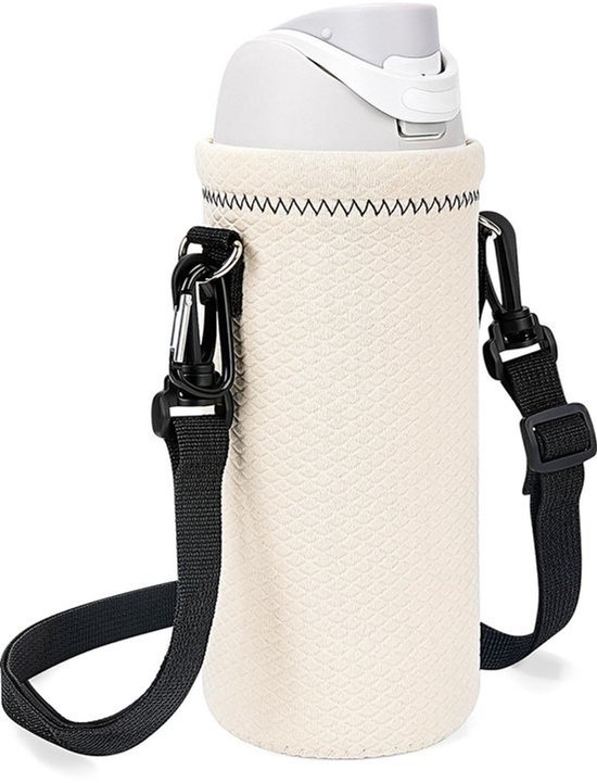 Cosensi - Dailygoody - Neopreen Waterfles Draagtas - Geïsoleerde Flessenhouder - Gebroken Wit - Verstelbare Riem - Compatibel met Owala FreeSip