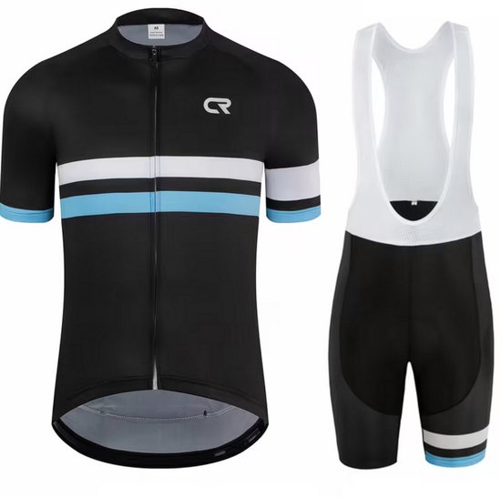 CR Cycling - Wielerkleding Set Kort - Maat XL - Zwart - Shirt en broek met Zweem