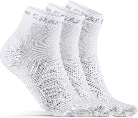 Craft Fietssokken zomer Unisex Wit - CORE DRY MID SOCK 3-PACK WHITE-34 36