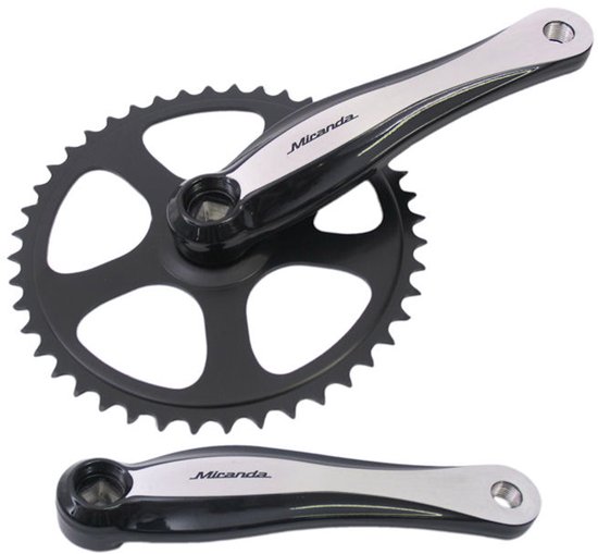 Crankstel Miranda Beta 1+ aluminium 44T - 3/32-ketting - zwart van Merkloos