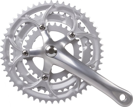 Crankstel race 3x8 speed 30/42/52T aluminium - zilver