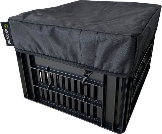 CRATE fietskrathoes van DS COVERS - Maat L 40x50cm - Outdoor - Zwart - Waterdicht - UV bescherming - 600D polyester van DS COVERS