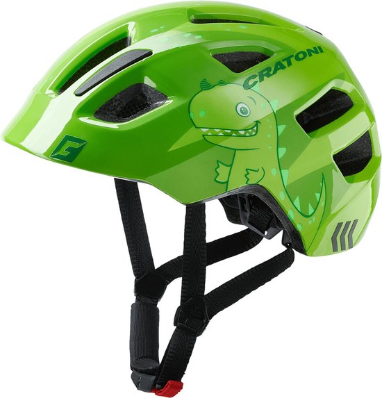 Cratoni Maxster Dino groen - kinderhelm XS-S (46-51cm) - EN1078 - Extra bescherming achterhoofd en slapen van Cratoni