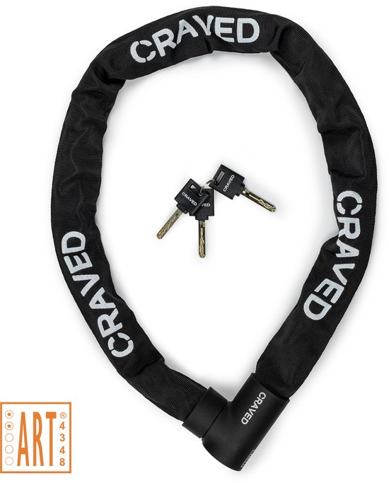 Craved ART 2 Kettingslot Steel - 110cm - Inclusief 3 sleutels - Geschikt voor fietsverzekering - Elektrische fiets & Fatbike