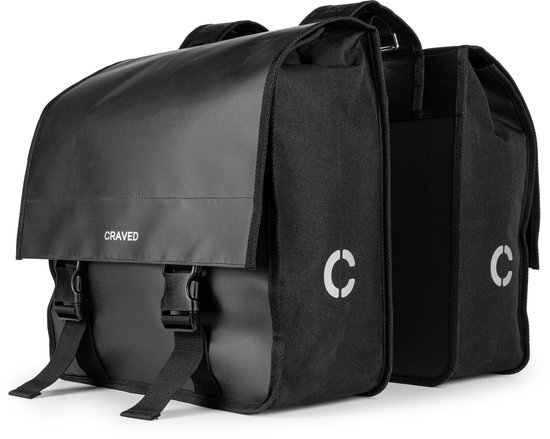 Craved Dubbele Fietstas Flow – Zwart – 38 Liter - Waterdicht - Elektrische fiets - Met reflectie