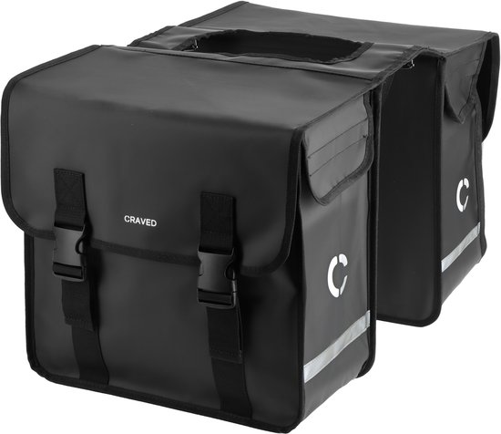 Craved Dubbele Fietstassen - Waterdicht - 40 liter - Zwart - Met reflectie - Elektrische Fiets van Craved