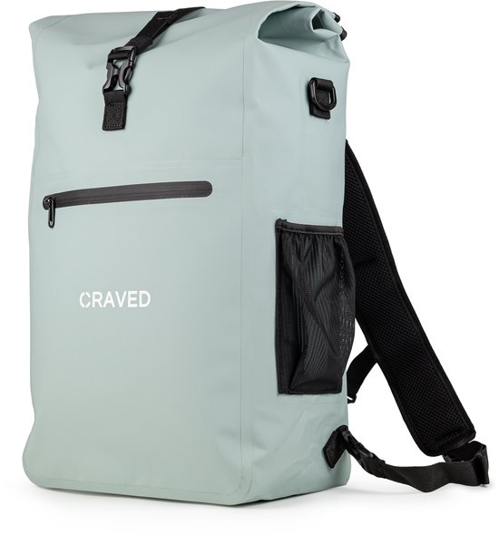 Craved Enkele Fietstas 3 in 1 - 28L - Geschikt voor E-Bikes - Caribisch Blauw - Waterdicht - Met schouderband - Laptop vak van Craved