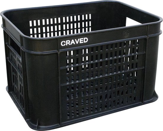 Craved Fietskrat - 30 Liter - Zwart - Inclusief Bevestigingsmateriaal van Craved