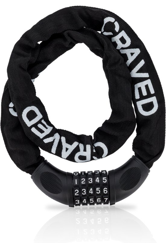 Craved Fietsslot City - Met cijferslot - 100cm - Ketting slot van Craved