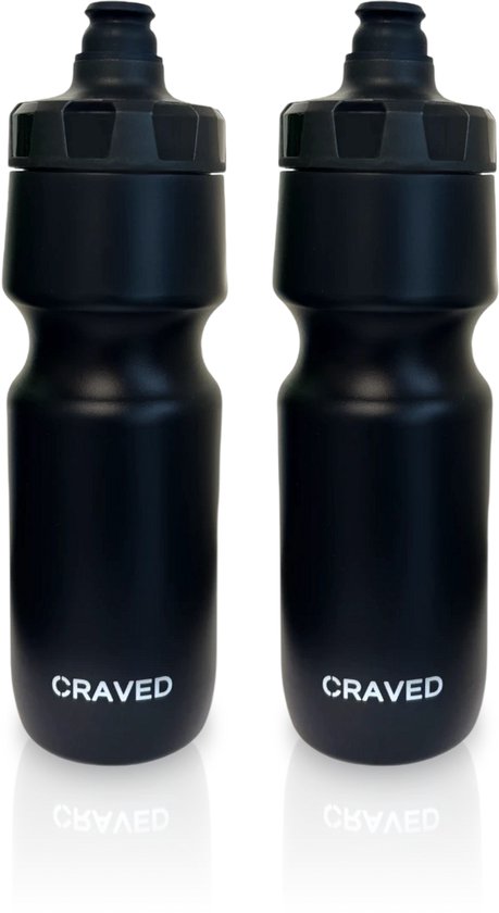 Craved Premium Bidons - 2 stuks - 750 ml - Zwart - Knip en drink van Merkloos
