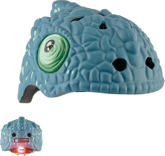 Crazy Safety - Kinderfietshelm - Fietshelm voor kinderen - Blauwe Kameleon - EN1078 Gecertificeerd - Maat S - 49/54 cm verstelbaar van Crazy Safety