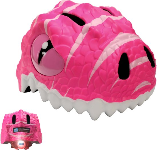 Crazy Safety - Kinderfietshelm - Roze Draak - S/M - 49-55 cm verstelbaar van Crazy Safety