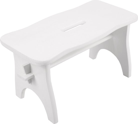 Creative Deco Voetenbank Opstapkruk Houten Krukje Opstapje Kinderkruk | Wit Voetkrukje Stapje | 38 x 19 x 21 cm | Dennenhout | Kinderen van Creative