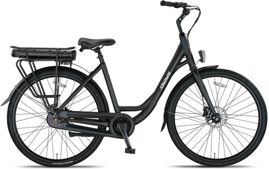 Crown Los Angeles - Elektrische stadsfiets - Elektrische damesfiets - Achterwielmotor - Hydraulische schijfremmen - 28 inch - 52 cm - Mat Zwart