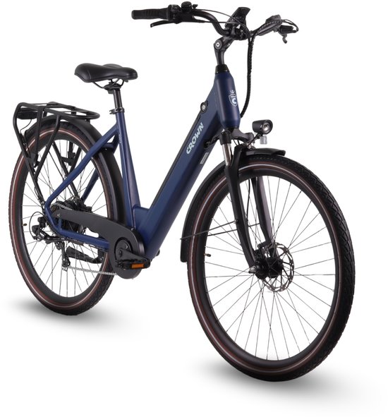Crown Porto - Elektrische Damesfiets - 28 inch - 7 versnellingen - Elektrische stadsfiets - Hydraulische schijfremmen - Night blue van Merkloos