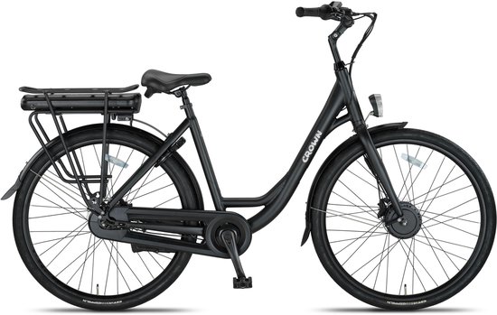 Crown Sydney - Elektrische Damesfiets - Elektrische Stadsfiets - 7 versnellingen - 28 inch - 52 cm - Mat Black