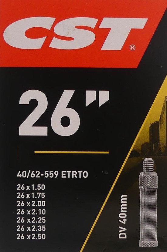 CST Binnenband 26x1 3/8 - ETRTO 32/47 - Dunlop ventiel 40mm - Geschikt voor stadsfietsen van CST