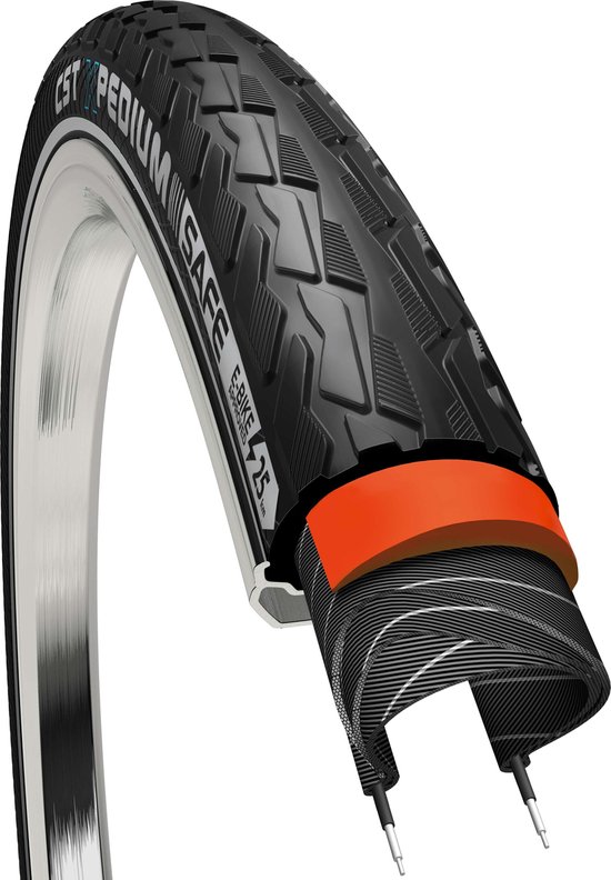 CST Stadsband - 3mm anti-leklaag - Reflecterend - Geschikt voor e-bikes - 28x1.75 - Zwart