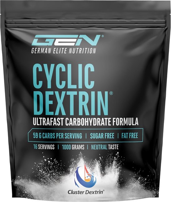 Cyclic Dextrin - Cluster Dextrin® - 59 gram Koolhydraten per serving - 1000g - Snelle Koolhydraat formule - Sportprestatie - Wielervoeding