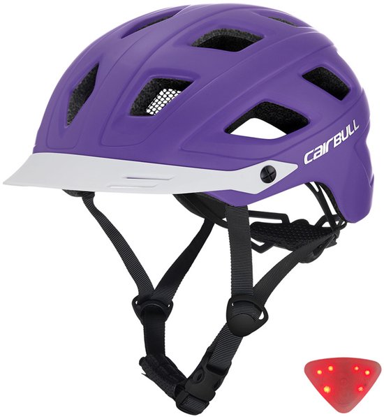 Cycling Fietshelm Volwassenen - Fietshelm Dames - Fietshelm Heren - LED Verlichting-A-Paars-M(52-58CM)