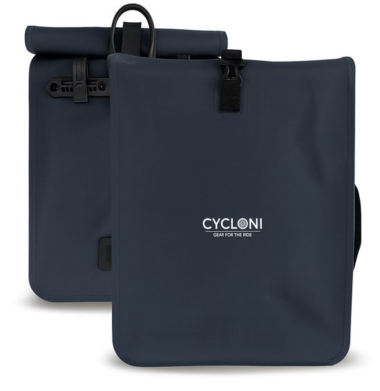 Cycloni CORE 28L Enkele Fietstas - 100% Waterdicht Fietszak - Pakaftas Enkel met Schouderband - Afneembaar en Bevestigen met Haken - Blauw van Cycloni