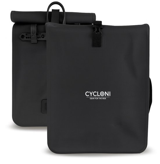 Cycloni CORE 28L Enkele Fietstas - 100% Waterdicht Fietszak - Pakaftas Enkel met Schouderband - Afneembaar en Bevestigen met Haken - Zwart van Cycloni