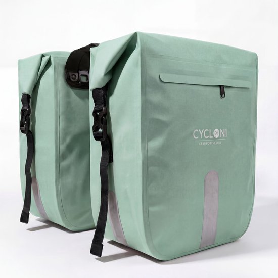Cycloni FLOW 48L Dubbele Fietstas - 100% Waterdicht Fietszakken - Moderne Design voor Electrische Fiets - Voor Dames en Heren - Mint Groen van Merkloos