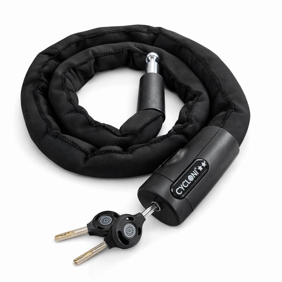 Cycloni®- Kettingslot - Art 2 Fietsslot - Slijtvaste Soft sleeve - kras- en scheurbestendig - Slot met ART Keurmerk - Geschikt voor Elektrische Fiets en Fatbike - 90 cm van Cyclon