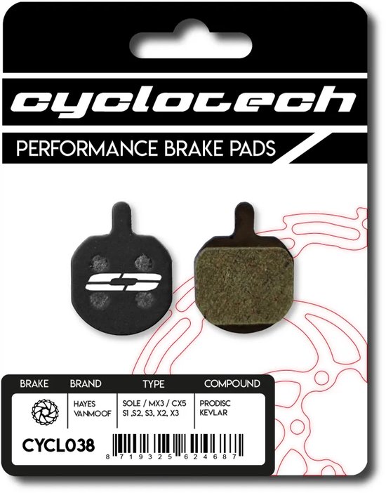 Cyclotech Components Prodisc Kevlar - remblokjes voor VanMoof S3 fietsen