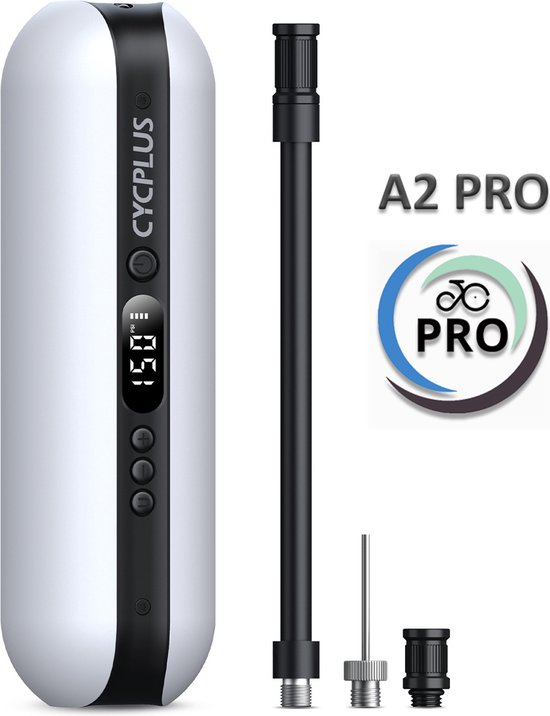 Cycplus A2 Pro -wit - Elektrische Fietspomp met Powerbank (5200 mAh) - Oplaadbaar - Auto, Motor, BMX, MTB - Luchtcompressor