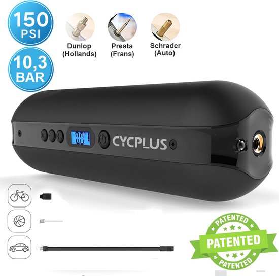 CYCPLUS - Oplaadbare- Compressor - Fietspomp - Bandenpomp - Auto-Motor-BMX-MTB