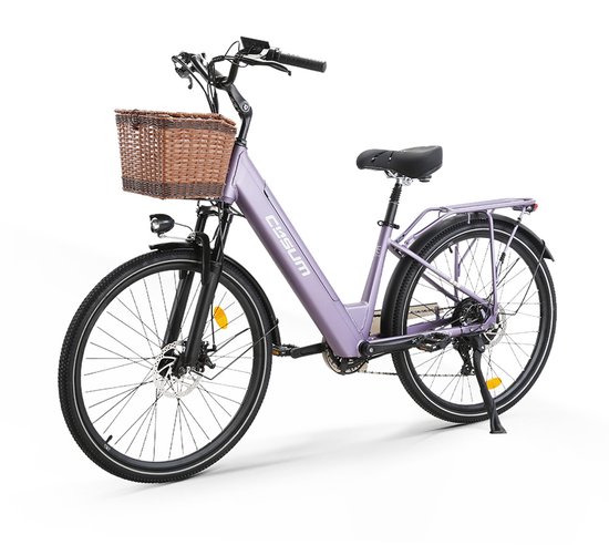 Cysum X-City Elektrische Stadsfiets - 250W Motor - 26*1.95 Inch - 48V10.4Ah Accu - Shimano 7-Snelheden - 60-100KM Bereik - Paars van Merkloos