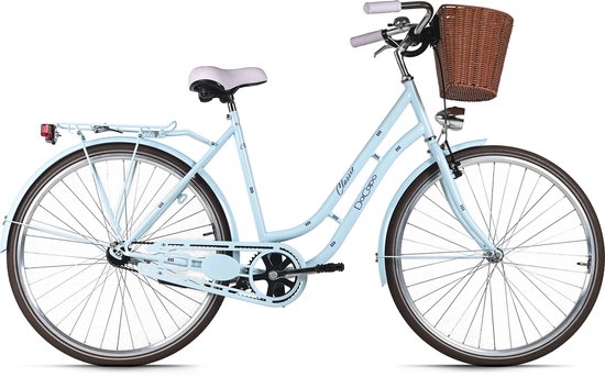 DaCapo Damesfiets 28" Classic Premium Blauw 1 Versnelling Framemaat 53 cm Met Mand van Merkloos