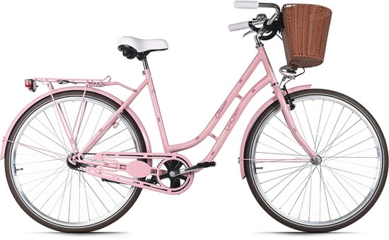 DaCapo Damesfiets 28" Classic Premium Roze 1 Versnelling Framemaat 53 cm Met Mand