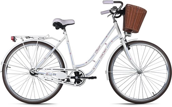 DaCapo Damesfiets 28" Classic Premium Wit 1 Versnelling Framemaat 53 cm Met Mand