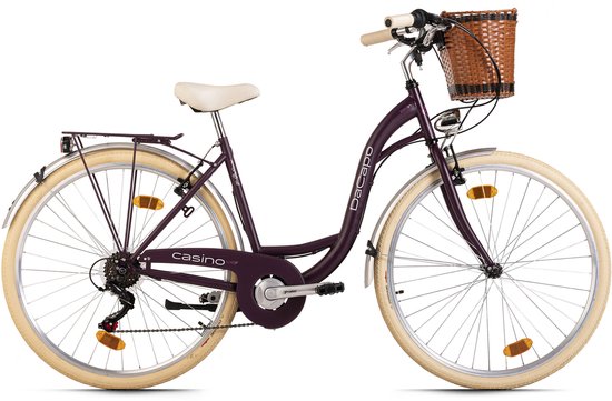 Dacapo Fiets DaCapo damesfiets 28'' Casino 6 versnellingen RH 48 cm met mand lila - 48 cm van Merkloos