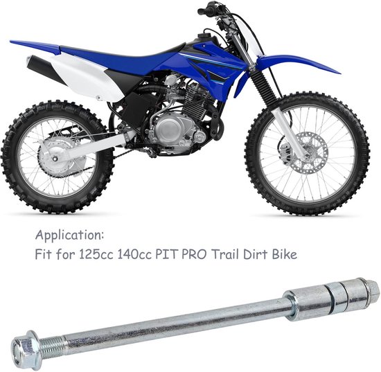 Dailygoods- Achteras 230mm - Vervanging voor 125cc/140cc - Staallegering - Inclusief 3 pakkingen - Geschikt voor PIT PRO Trail Crossmotor - Wielas