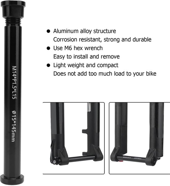 Dailygoods - Dailygoody - Thru Axle - Boost 15x145mm - Aluminium - Voor mountainbike - Lichtgewicht en sterk - Geschikt voor moderne fietsen - Zilver