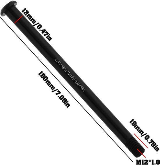 Dailygoods- Dooras 12mmx180mm - Compatibel met Vitus - Fietsonderdelen - Lichtgewicht Aluminium - Verbeterde Stabiliteit - Schokbestendig - Fietsonderdeel