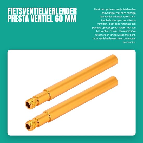 Dailygoods- Fietsventielverlenger 60 mm - Presta Ventielverlenger - Binnenband Kleppen - Verlengventiel - 2 Stuks - Compatibel met de meeste fietsen - Ventiel