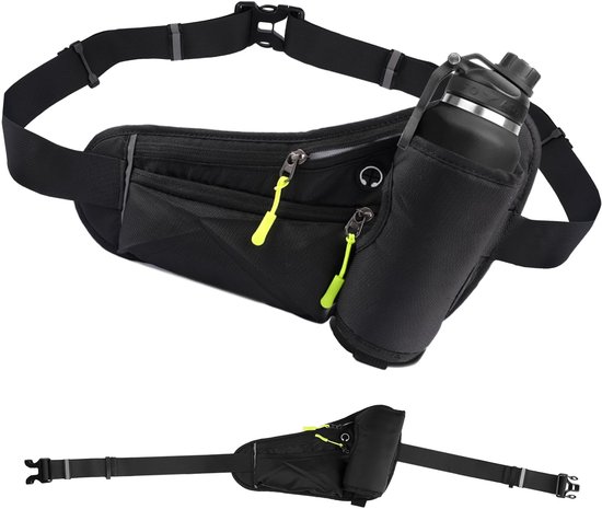 Dailygoods- Flessenhouder Ademend - Riemtas - Buiktas - Heuptas Dames/Heren - Voor Hardlopen/Kamperen/Fietsen - Lichtgewicht