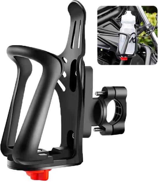 Dailygoods- Flessenhouder Verstelbaar - Bidonhouder Fiets - Flessenhouder Scooter - Flessenhouder Kinderwagen - Anti-slip Technologie - Draaibare Stuurklem